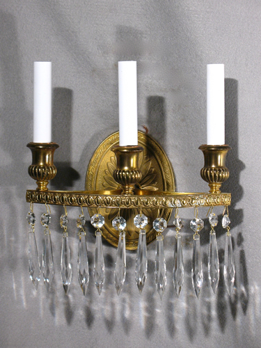 Pair of Crystal & Brass Candle Sconces